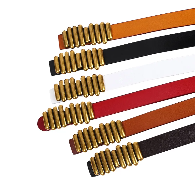 2022 Damen Designer Breite 2,3 CM Rindsleder Schlank Klassischer Damen Taillengürtel Mädchen Kleid Gürtel_voghion.com