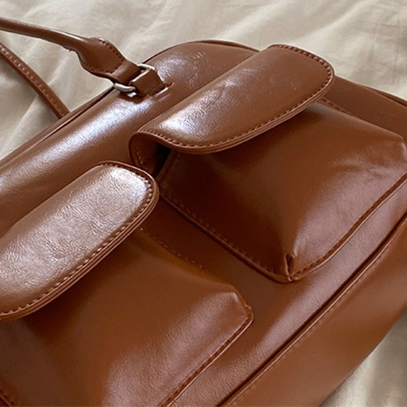 Retro Damen Satchel Hobo Bag PU Leder Einkaufstasche Fashion Solid Designer Achseltasche Casual Doppeltasche Hand_voghion.com