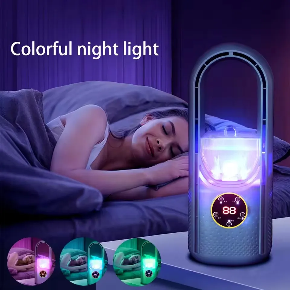 Climatiseur portable USB sans feuilles, électrique, 6 vitesses, silencieux, minuterie, humidificateur, ventilateur_voghion.com