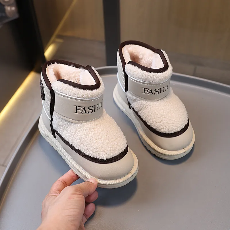 Kinder Schnee Winter Plus Veet Jugend Kurze Dicke Warme Plüsch Stiefel Cutefeet Für Mädchen Jungen Lamm Wolle Kleinkind Schuhe_voghion.com