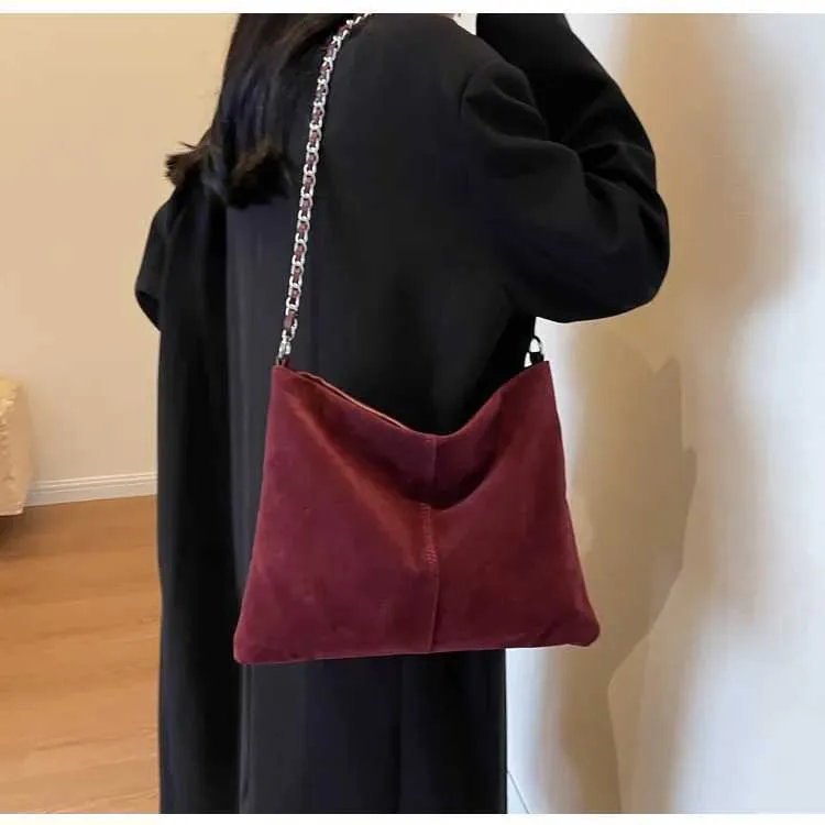 Stylish Women's Suede Shoulder Bag Large Capacity Leather Handbag_voghion.com