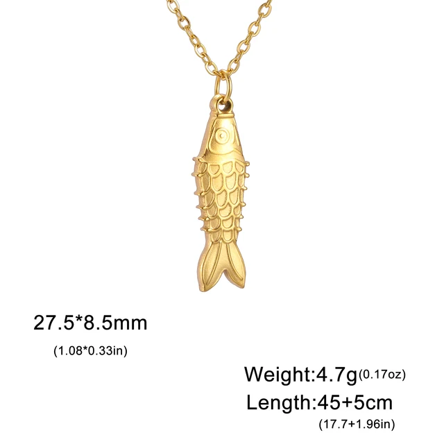 Dreamtimes Marine Fish Collana girocollo alla moda per ragazze, donne, signore, gioielli con ciondolo in acciaio inossidabile Boho geometrico_voghion.com