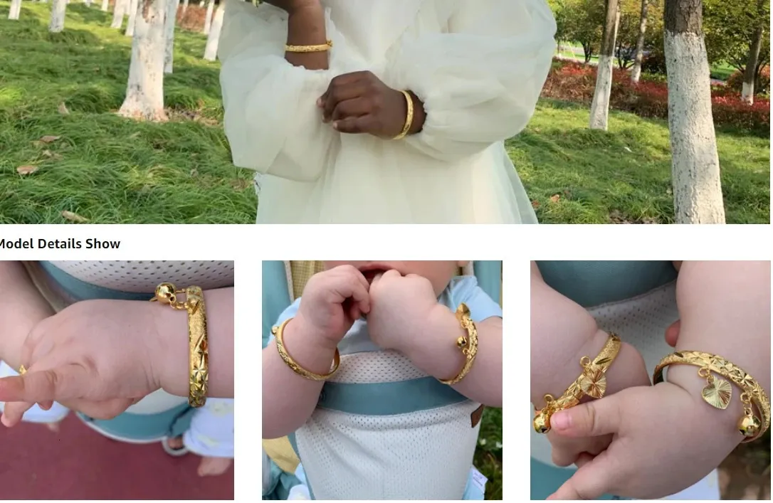 Cadeaux d'anniversaire pour bébés garçons filles Plaqué or Bébés aux tout-petits Petits bracelets Bracelet Étoiles Cloches Coeur Bijoux 240507_voghion.com