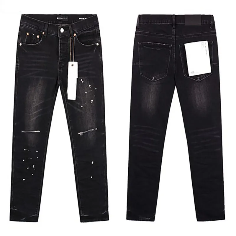 Designer Puff Print Hochwertiger Denim Zerrissene gewaschene Arbeit Schlanke Herrenhose Knopfart Winter Warme Jeans_voghion.com