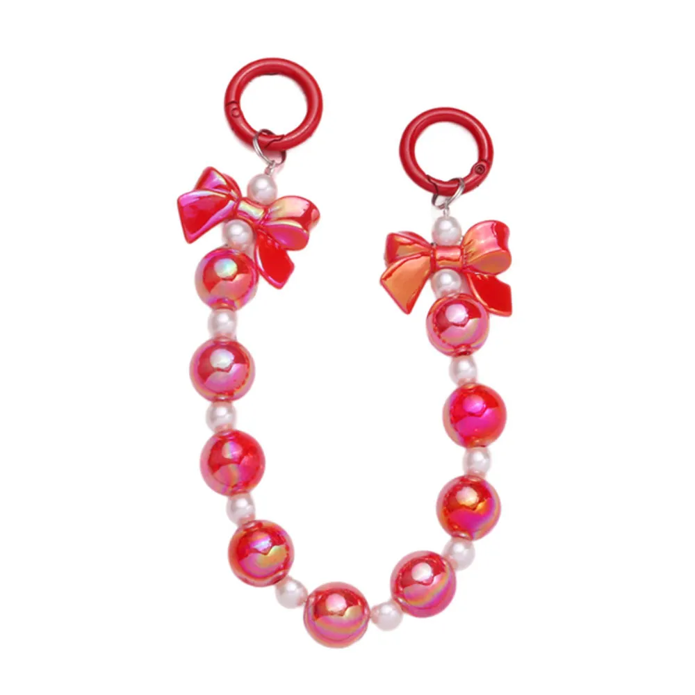 Niedliche Bowknot-Schlüsselanhänger für Frauen, süße, bunte Acrylperlen, Schlüsselanhänger, Tasche, Dekoration, Kopfhörerhülle, Anhänger, Zubehör_voghion.com