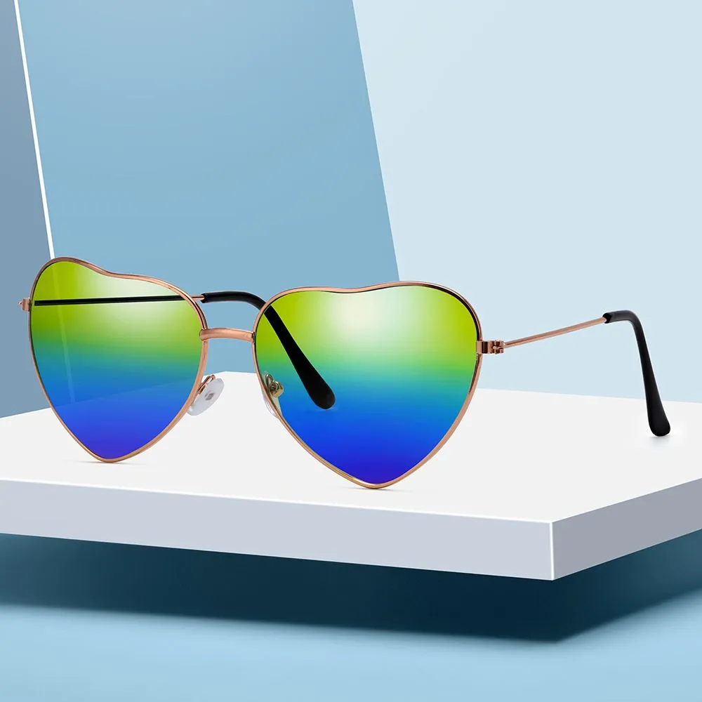 Hjärtformade solglasögon för herr gradient glas metallbåge retro_voghion.com