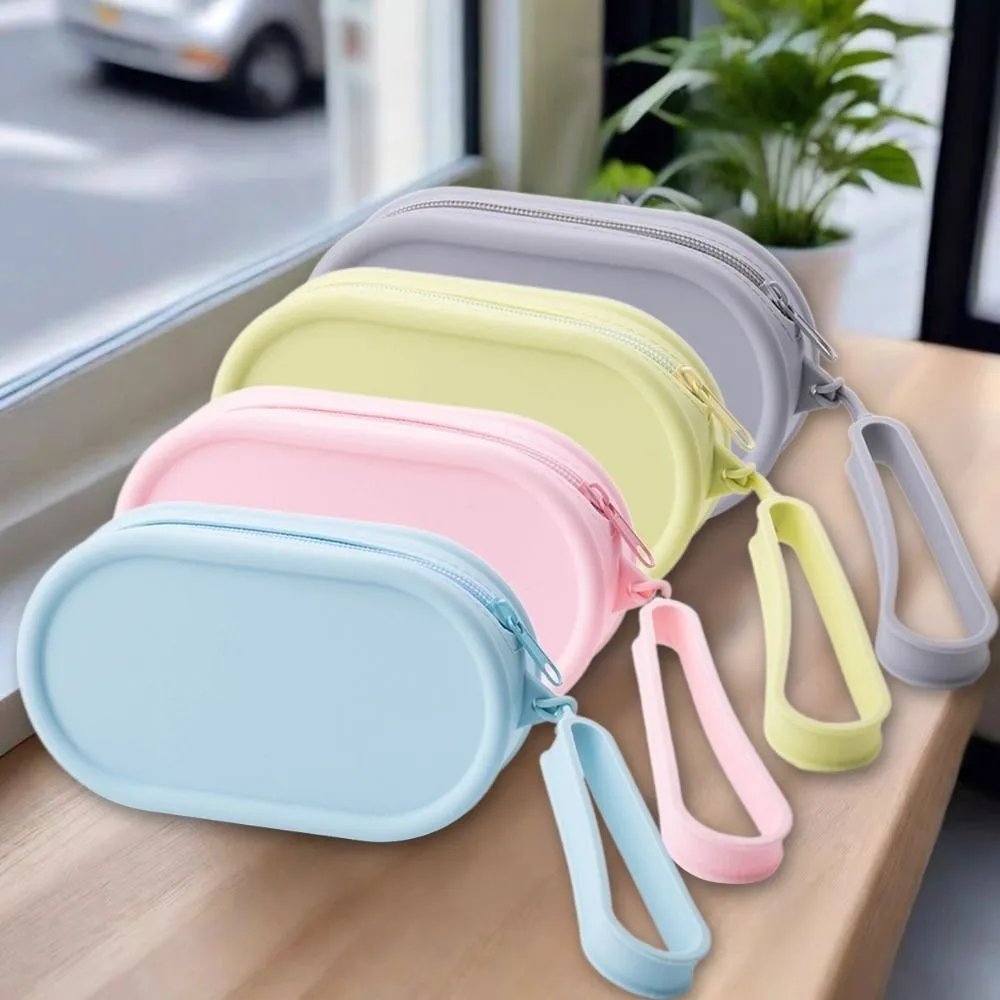 Neu Silikon Geldbörse Große Kapazität Wasserdichte Reisetasche Einfarbig Zipper Kopfhörer Tasche_voghion.com
