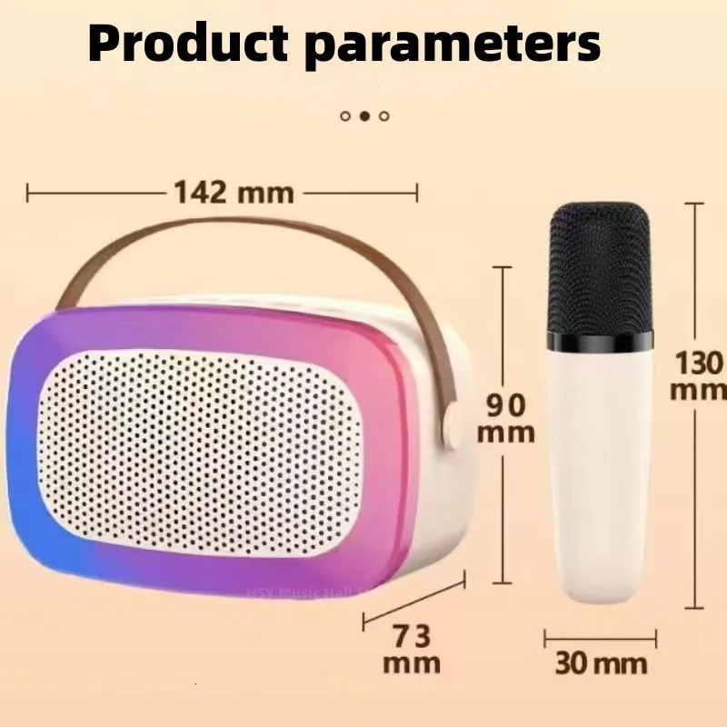 Microphones Mini Portable RGB Waterproof Children's Home Karaoke Speaker Subwoofer High Volume TWS Caixa De Som_voghion.com