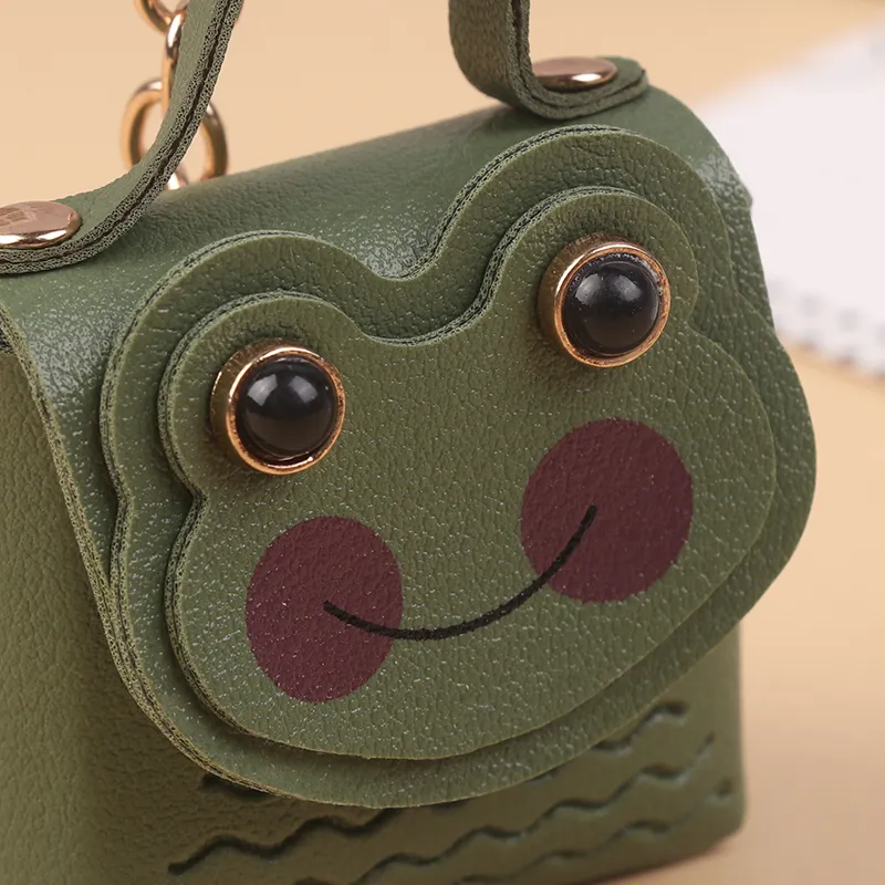Creative Leather Frog Coin Purse Car Key Chain Pendant Bluetooth Headset Cute Keychain Mini Storage Bag_voghion.com