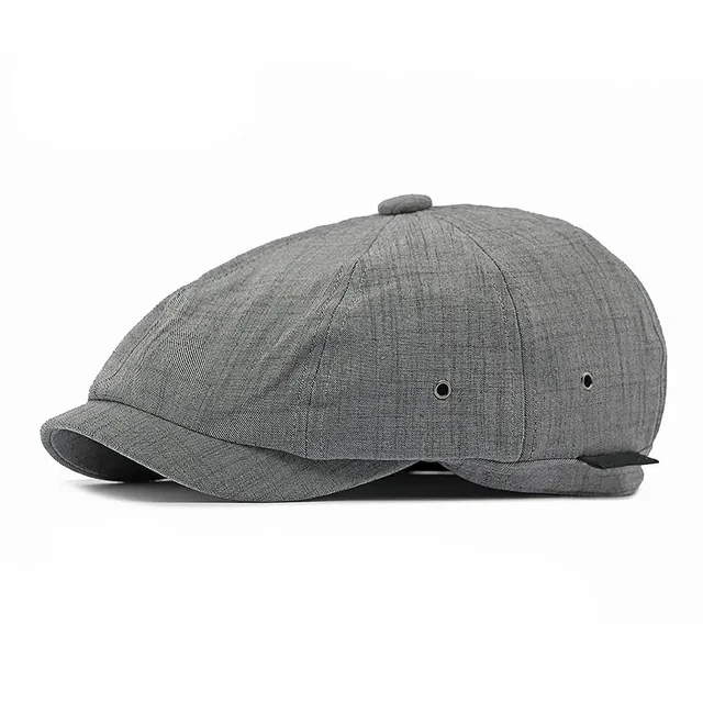 Fashion 2024 Four Seasons Polyester Solid Newsboy Caps Men Flat Breathable Peaked Cap Women Painter Beret Hats 05_voghion.com