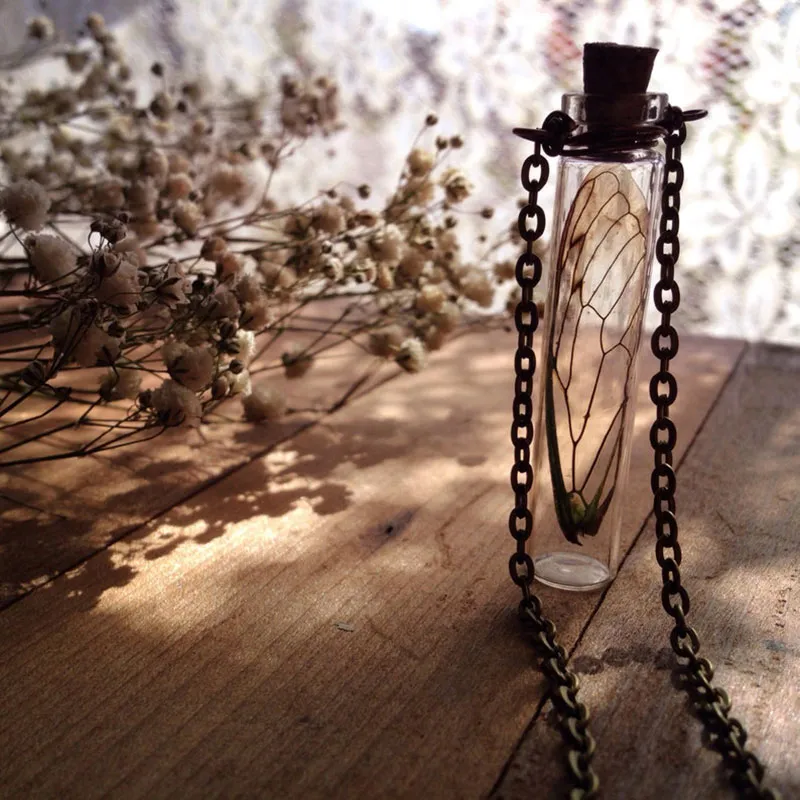 Chains Real Cicada Specimen Wing Necklace Y2k Grunge Goblin Core Cottage Forest Witchy Witch Celestial_voghion.com