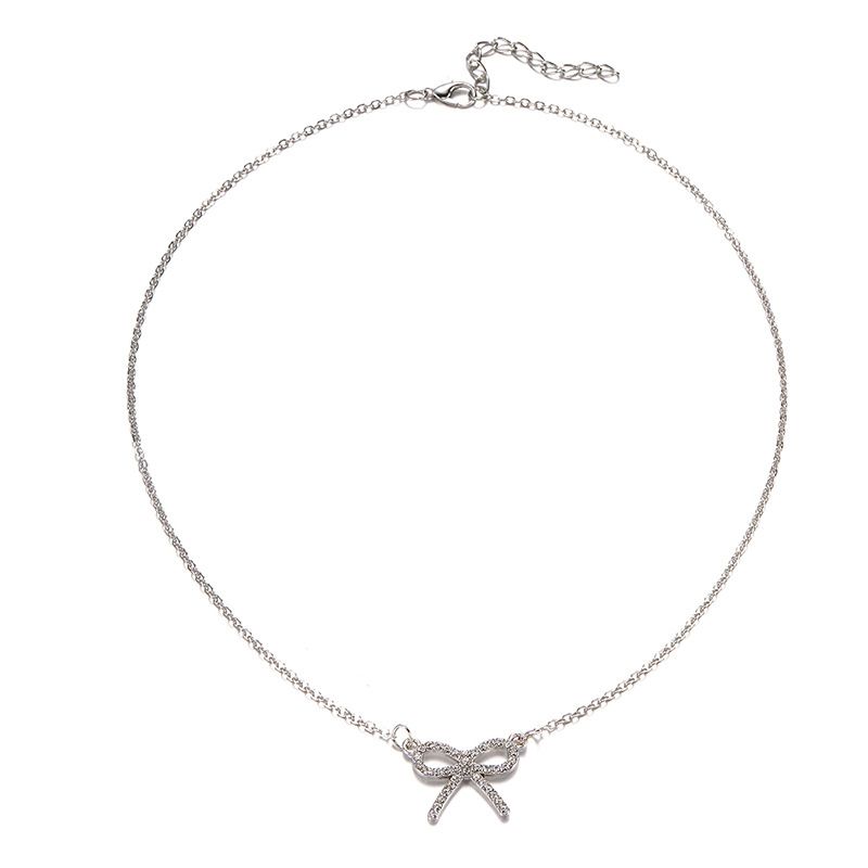 Gioielli moda fiocco pendente nicchia dia lega collana maglione catena donne_voghion.com