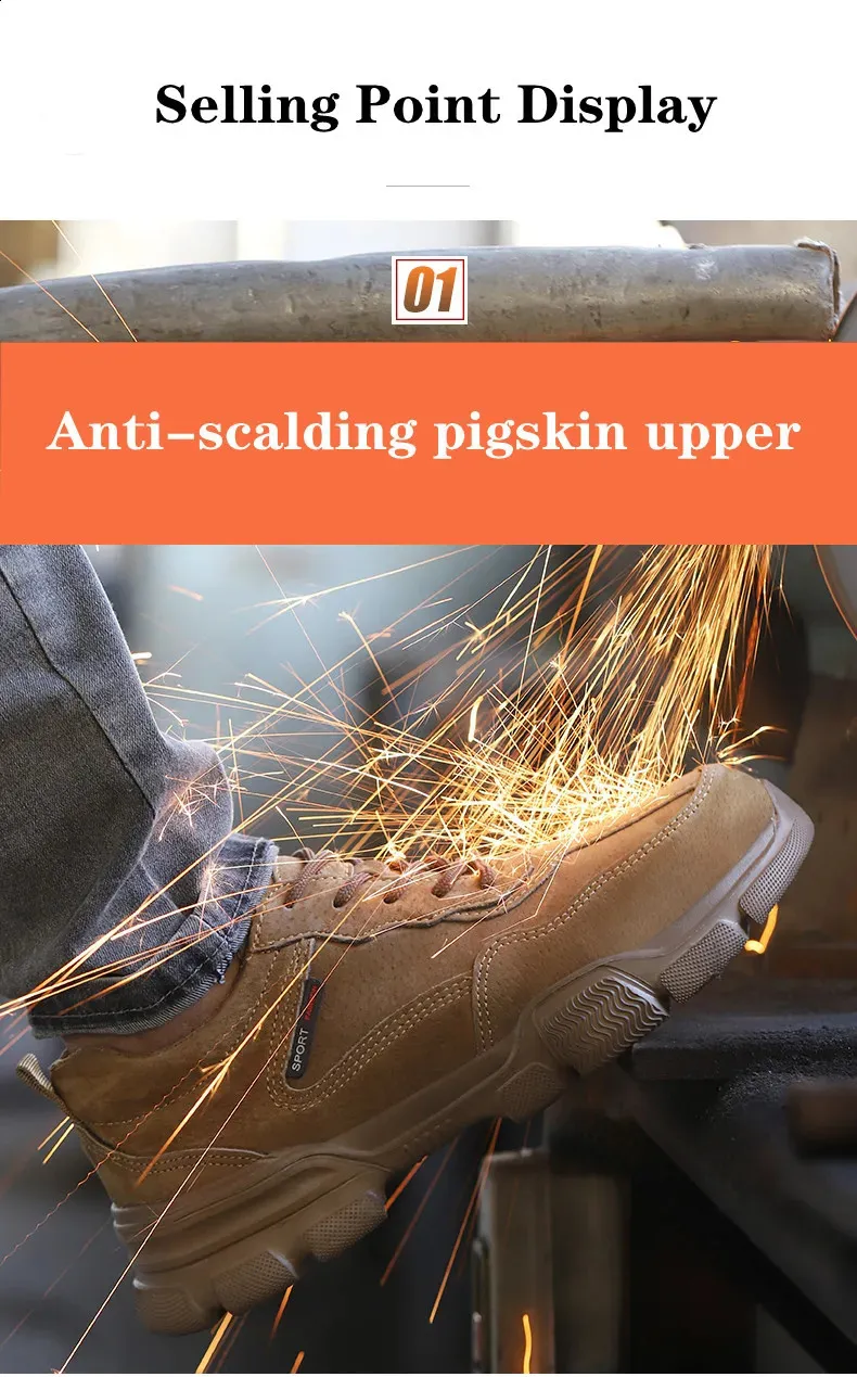 Arbejdssikkerhed Herre slip-on letvægts ståltåkapper, ikke-nedbrydelige, punkteringssikre arbejdssko til mænd_voghion.com