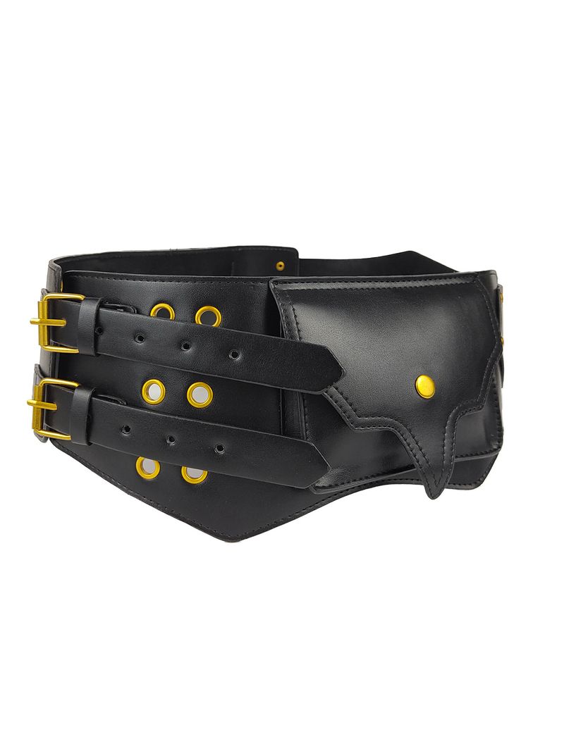 Western Cowboy-Stil Doppelschnalle Metall Niet dreidimensionale Ledergürtel Persönlichkeit Trend Freizeit Mini Gürtel_voghion.com