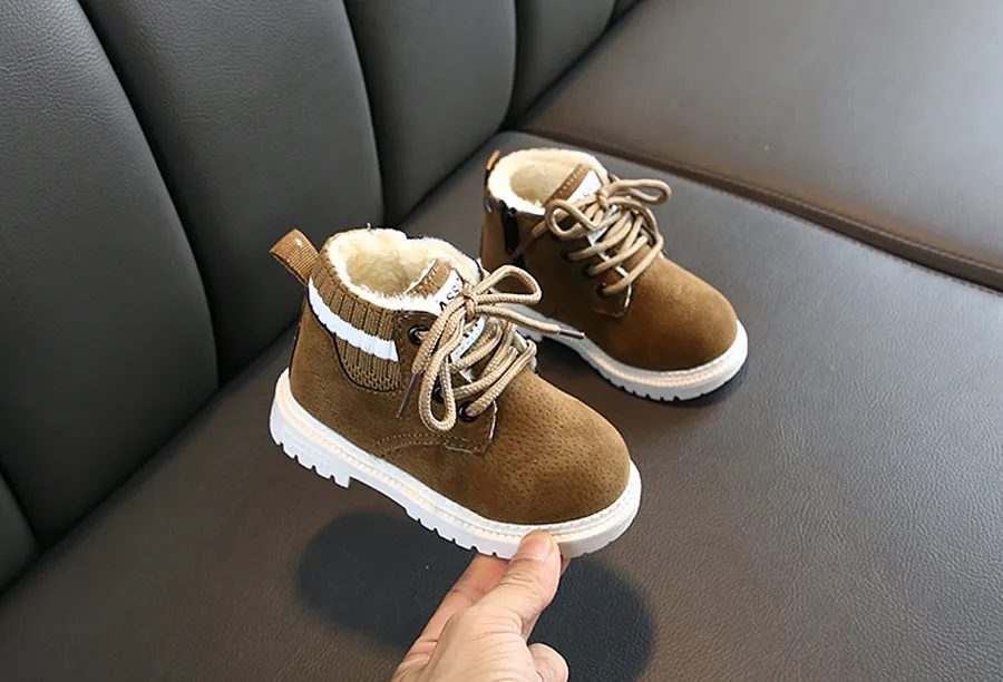 Plüsch Kinder Winter Schnee Baumwolle Stoff Kinder Schuhe Cutefeet Baby Kleinkind Jungen Mädchen Warme Stiefel Größen 21-30_voghion.com