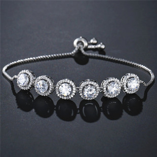 Zircon Chain Link Bracelet - Elegant Rectangular Stone Jewellery_voghion.com