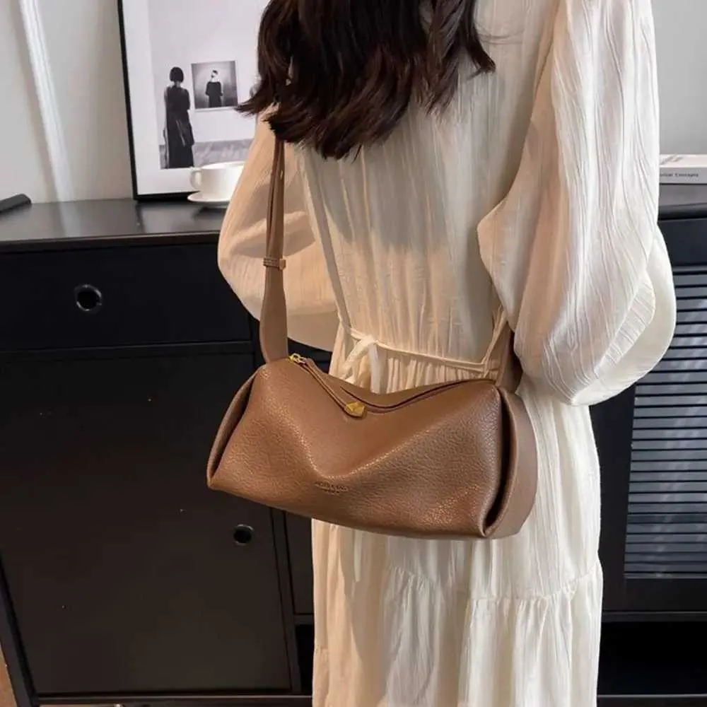 Borsa a tracolla con motivo lichee di grande capacità, tinta unita, stile coreano, PU, Dumpg, cuscino per la mamma, Shoppin241210_voghion.com