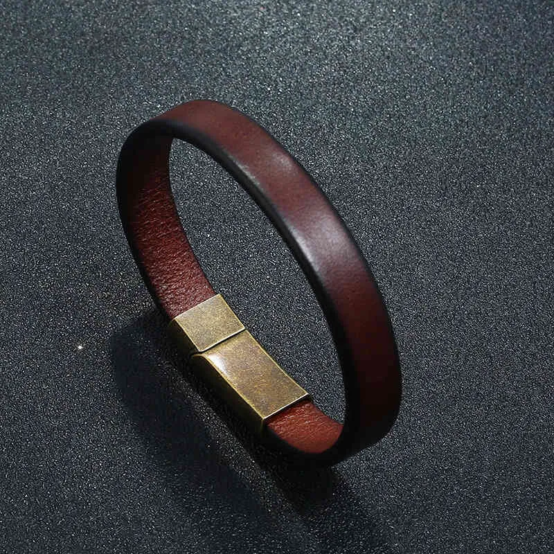 Men Jewelry Punk Brown Braided Leather Bracelet for Stainless Steel Magnetic Clasp Fashion 20.5cm Bangles Gifts_ipsvogv.com