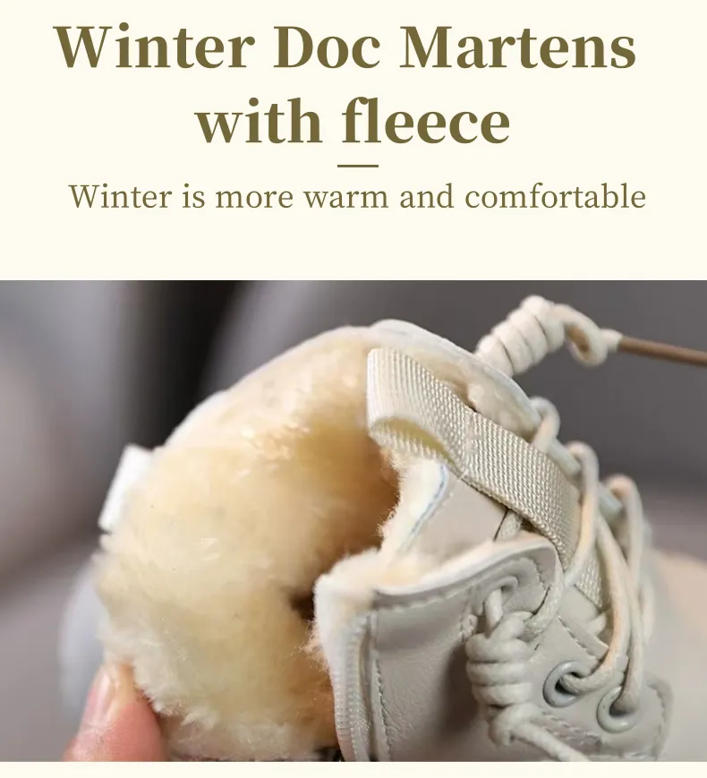 Stylish Children's Fleece Martin Snow Boots Cozy Durable Side-Zip Design for Boys and Girls Aged 1-5 Years_voghion.com