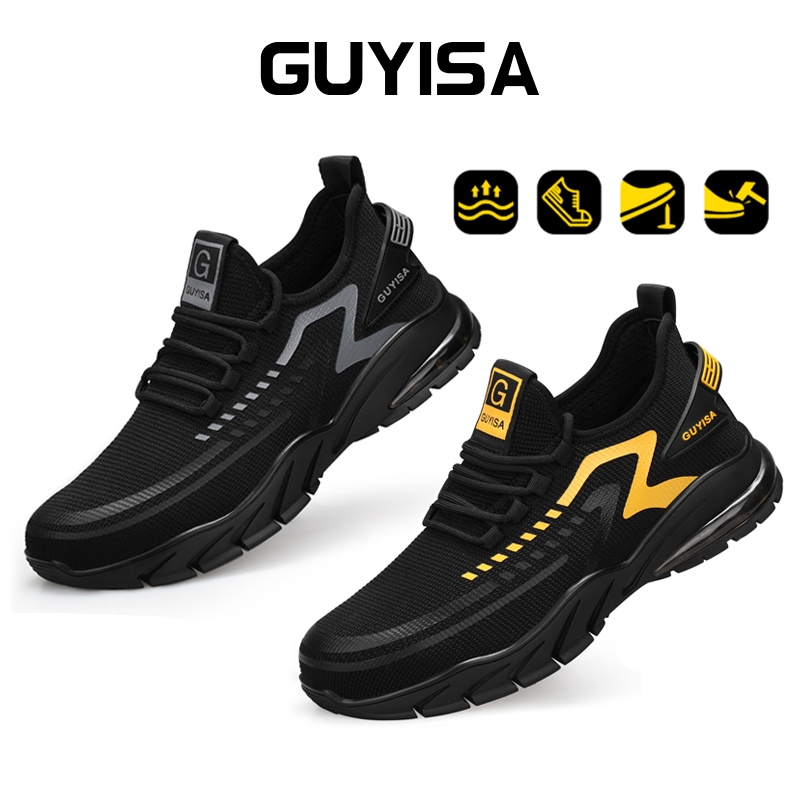 GUYISA Safety Shoes Kasut Kerja Lelaki  Steel Toe Work Shoes Anti-smash CN39-46 1101BK_voghion.com