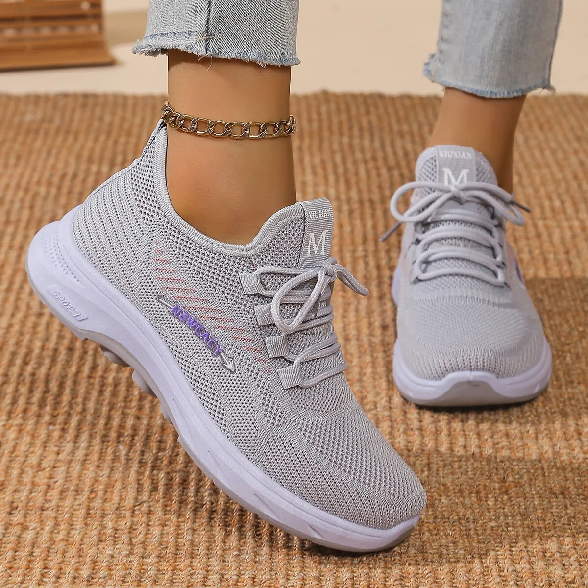 Autunno 2024 Nuovo Mesh Dad Donna Versatile, Traspirante, Color block, Suola spessa, Altezza crescente, Sport casual_voghion.com