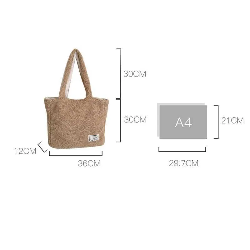 Designer Bag Simple cashmere soft plush shoulder fluffy large capacity shopping bag womens travel handbag Y241115_voghion.com