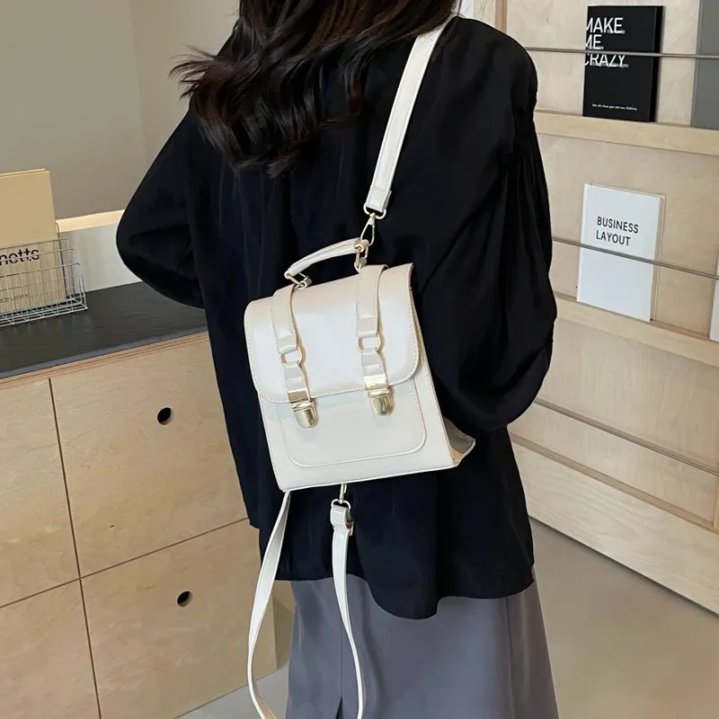 Mochila feminina em couro sintético estilo coreano moda escolar_voghion.com