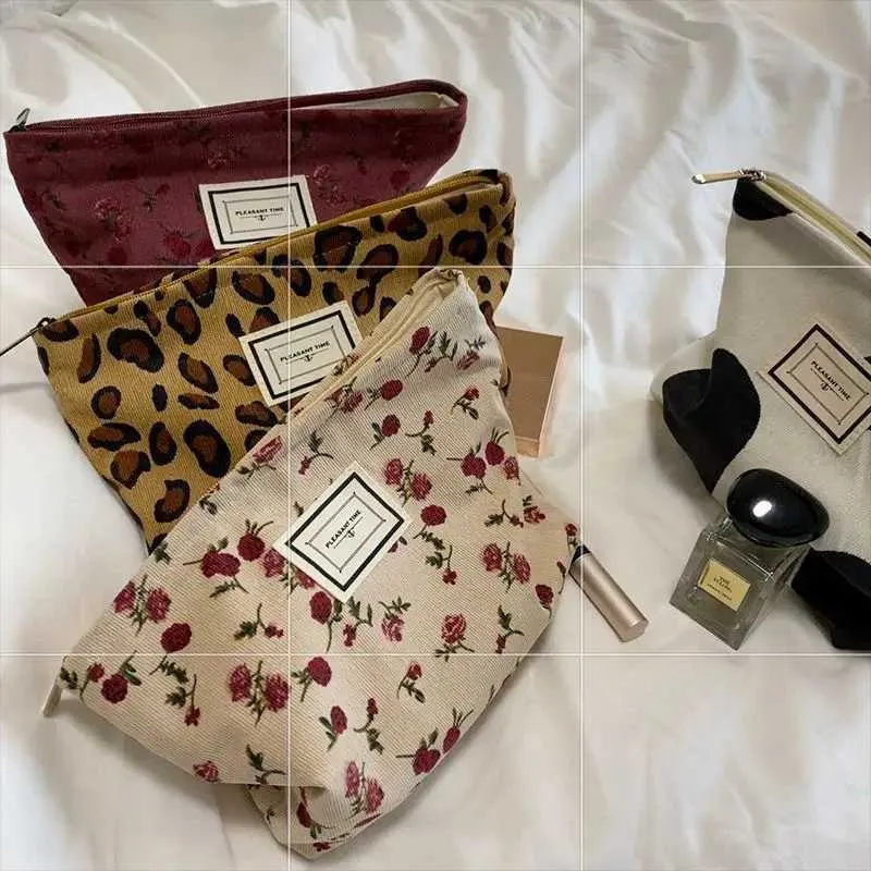 Organizer per WC in velluto a coste con stampa leopardata, borsa porta trucchi da donna Y241023_voghion.com