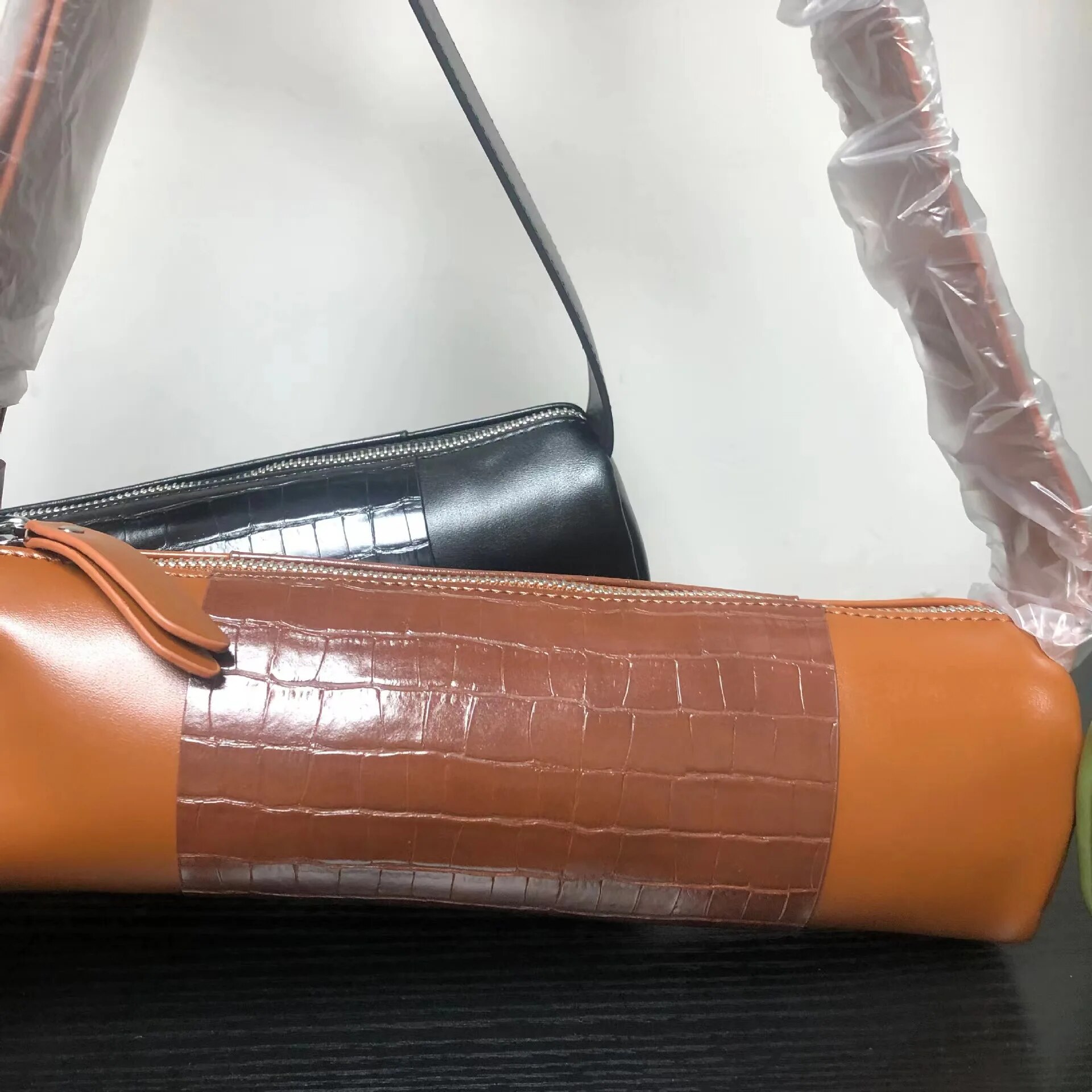 Nouveau porte-stylo cylindrique sous les aisselles large sangle couleur assortie tube de bambou sac à bandoulière_voghion.com