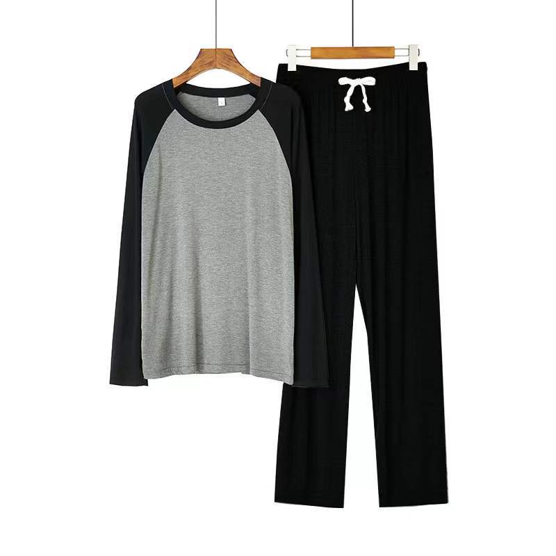 È possibile indossare pigiami da uomo semplici pantaloni a maniche lunghe con maniche a spalla in cotone e seta_voghion.com