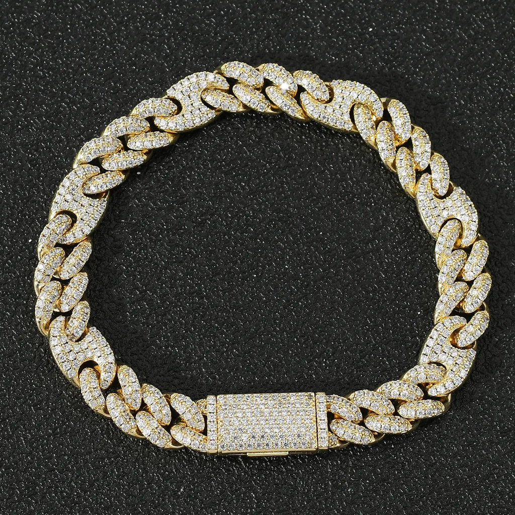 moissanite gyémánt Miami nyaklánc 20 mm széles malac orr Trend karkötő mikroberakásos cirkónium kubai lánc férfi és női_voghion.com