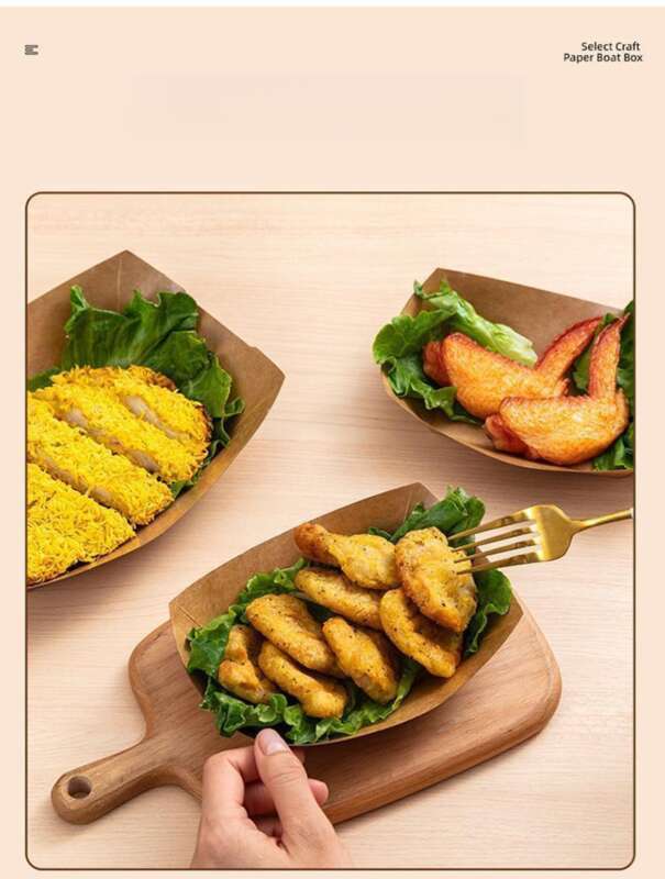 Kraft Open Boat Commercial Fried No Folding Chicken Rice, Flower Chips, Snack Box, Paper Tray, Barbecue Tray_voghion.com