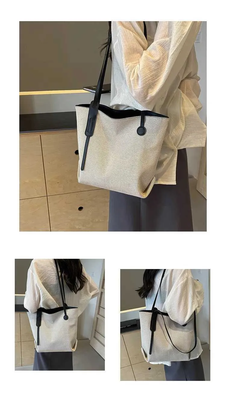 Borsa tote e borsa a spalla da donna in tela versatile casual_voghion.com