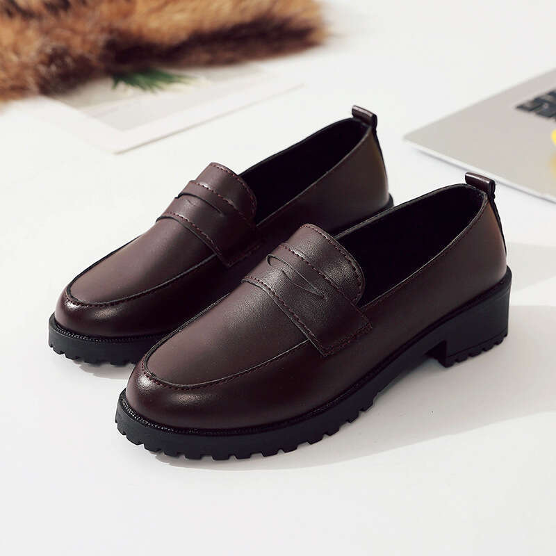 Women's Loafers Casual Leather Shoes With Thick Sole For Comfort_voghion.com