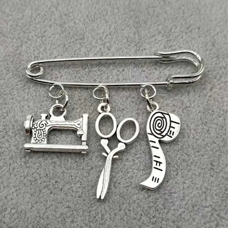 Sewing Theme Charm Brooch Fashion Accessory Handmade Clothes Pin_voghion.com