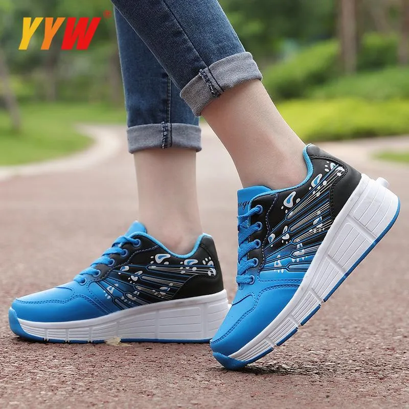Children Junior Roller Skate Kids Pink Sneakers With Two 2021 Girls Wheels Adult Casual Boys Shoes Eur 31-42_voghion.com