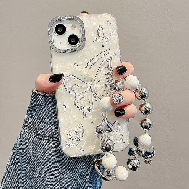 Capa de celular com estampa de concha e pulseira para Huawei P60 P50 P40 P70 Mate 30 40 50 60 Pro Plus_voghion.com