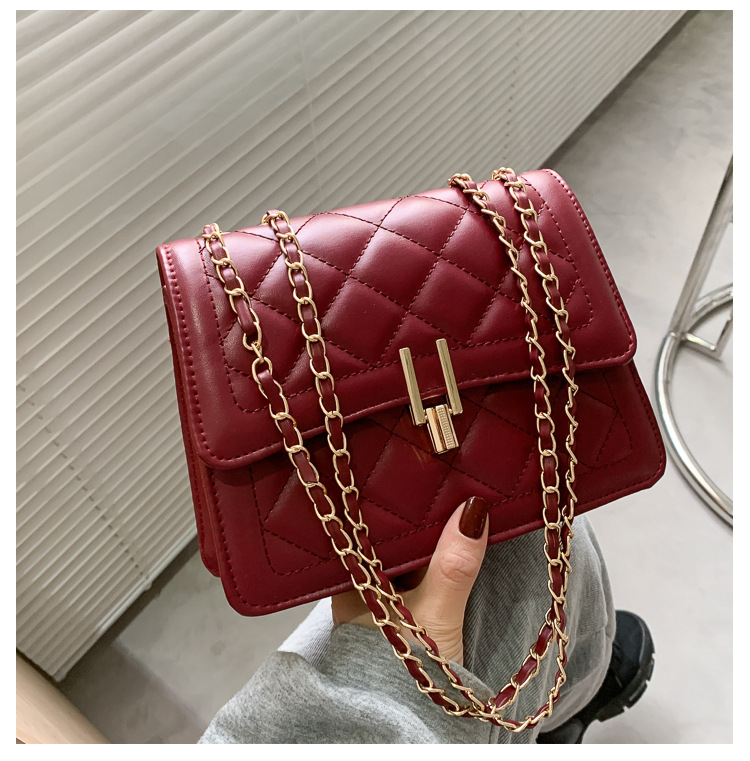 2024 Nuova tendenza Moda Casual Versatile Catena Lingge Borsa a tracolla Piccola borsa quadrata per donna_voghion.com