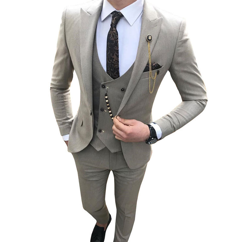 Nuovo set da 3 pezzi per banchetto di nozze, sposo e testimone, versione coreana da uomo d'affari_voghion.com