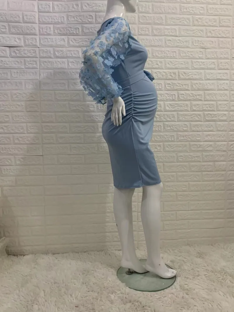 Women Flower Sleeved Photography Props Stretch Long Maternity Dresses for Pregnant Photo Shoot Clothing_voghion.com