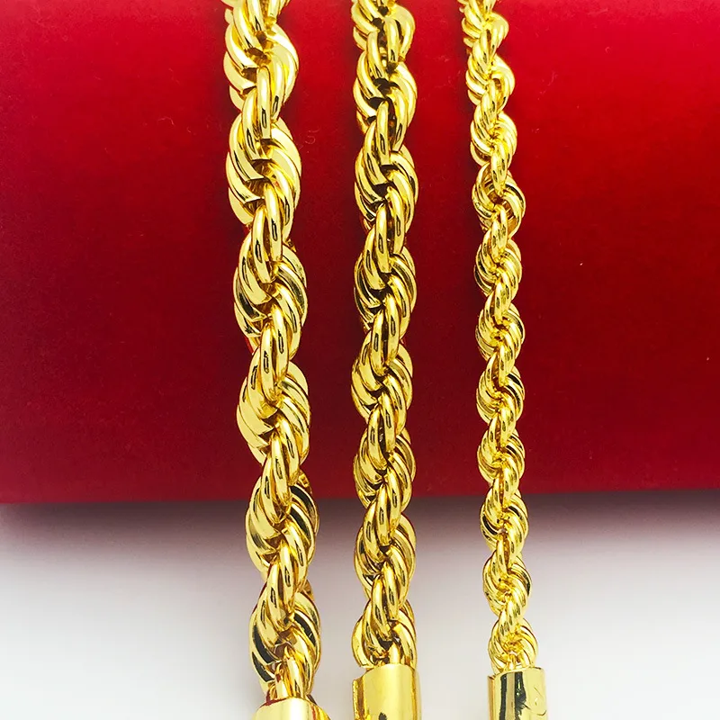 Kjeder Gullfylt Solid Twisted Chain Men Kvinner Smykker Mote Punk Style 5MM 6MM 7MM Full Størrelse For Your ChoiceKjeder_voghion.com