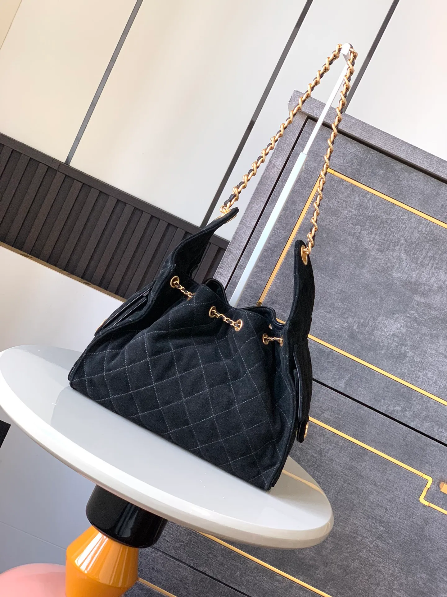 2025 Designer Bag String Bucket Tote Large Hobo Suede Leather Casual Lattice Long Chain Crossbody Fashion Brand With Box_voghion.com