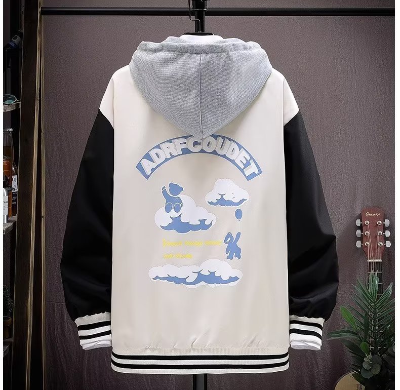 Giacca bella per adolescenti allentati giapponesi da uomo con cappuccio scozzese nuova primavera e autunno_voghion.com