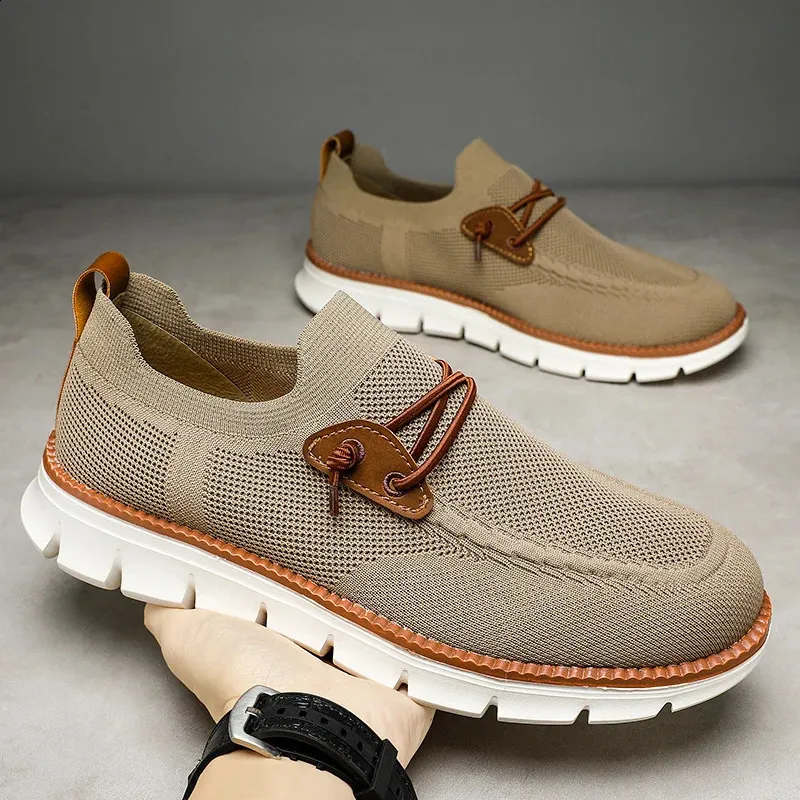 Baskets plates et légères en maille respirante pour homme, chaussures de marche et de conduite, collection printemps-automne 250228_voghion.com