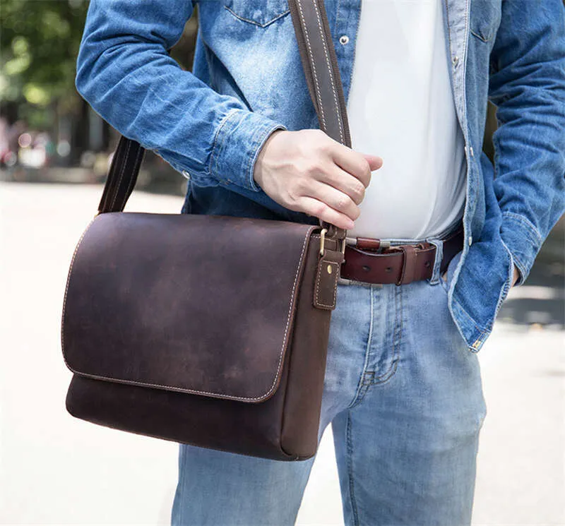 Vintage Crazy Horse Aktentaschen Laptop Büro Für Männer Abdeckung Messenger herren Leder Tasche Computer Taschen_voghion.com
