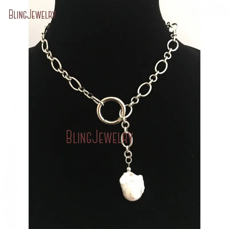 Chains NM35057 Baroque Pearl Choker European Inspired Necklace With Spring Lock_voghion.com