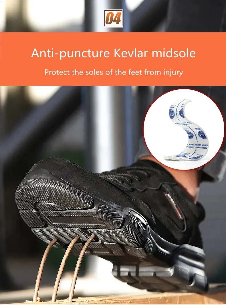 Arbejdssikkerhed Herre slip-on letvægts ståltåkapper, ikke-nedbrydelige, punkteringssikre arbejdssko til mænd_voghion.com
