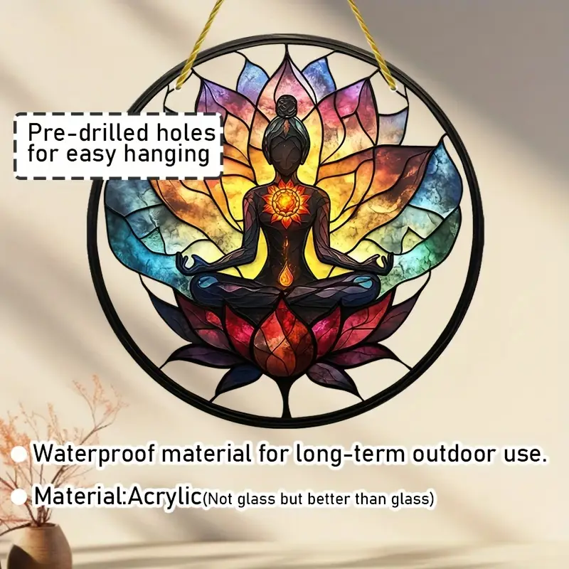 Lotus Meditation Suncatcher - 8" Stained Acrylic Mandala. Serene Decor For Yoga Space Or As A Spiritual Gift._voghion.com