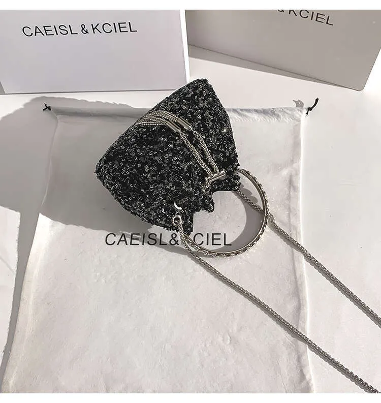 Borsa a mano da donna in metallo con paillettes lucide e glitterate, pochette da sera, borsa a secchiello per feste di nozze, borsa a tracolla_voghion.com