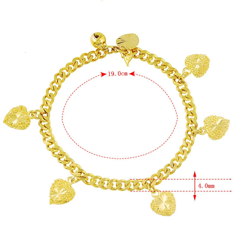 Charm-Armbänder, 4 mm, herzförmiger Anhänger, vergoldet, modisches Armband, Schmuck, Geschenk 230328_voghion.com